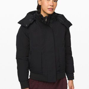 Barely Worn. Lululemon Black Winter Warrior Bomber Jacket, Size 4